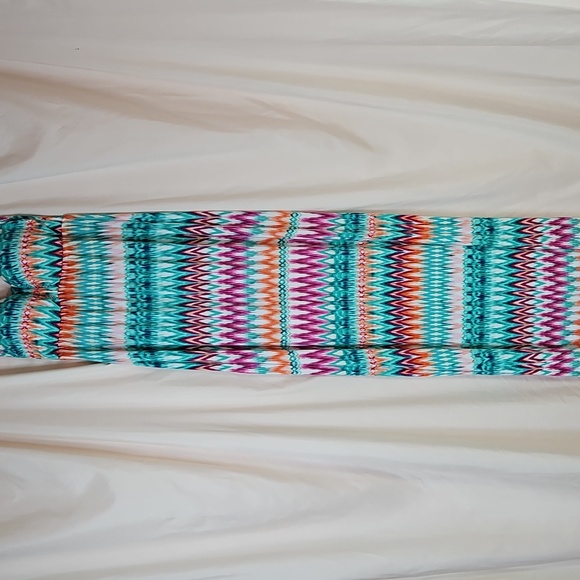 Kenneth Cole Reaction Strapless Maxi Dress Women's XL Ikat Boho Colorful Beach - Picture 2 of 9